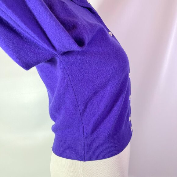 Vintage Fully Fashioned Minklam by Darlene Cropped Purple Cardigan Sweater Sz 38 - Picture 12 of 14
